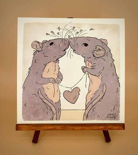Kissing Rats Art Print 8”x8” - Etsy Kissing Rats Art Print 8”x8” - Etsy