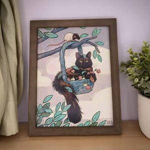Tortie Cat and Rat in a Tree Art Print