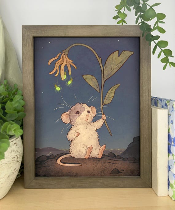 夜のネズミのアートプリント - Etsy 日本