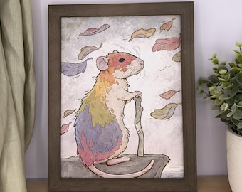 Rainbow rat art print 8.5”x11”