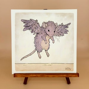 Winged rat art print 8”x8”