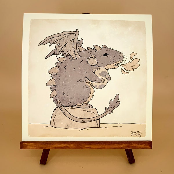 Dragon rat art print 8”x8”