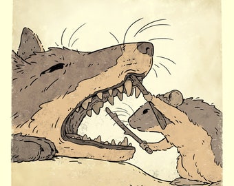 Rat and fox art print 8”x8”