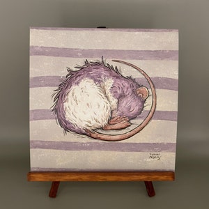 Sleeping rat mouse art print, cute home decor gift