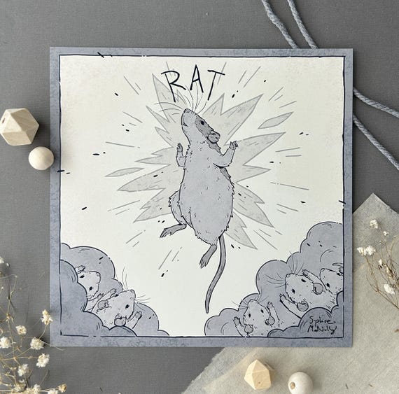 Beheld Rat Art Print 8”x8” - Etsy