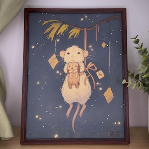 Holiday rat art print 8.5x11