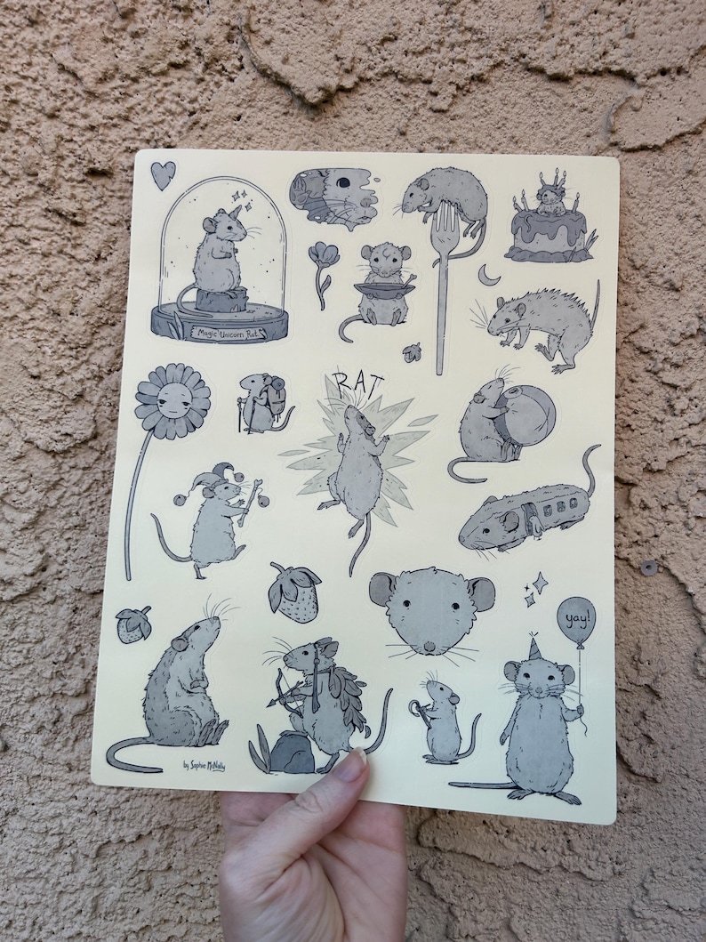 Funny Rat Stickers Sheet: Waterproof Mouse Decals - Etsy