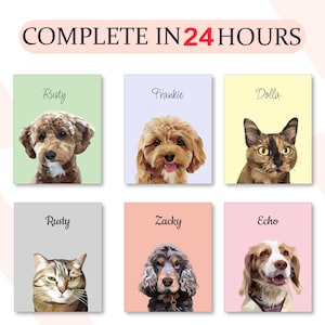 Custom Pet Portraits from Your Photos - Custom Dog Artwork Commemorative Pet Gifts Unique - Pet Illustrations Digital Download Art