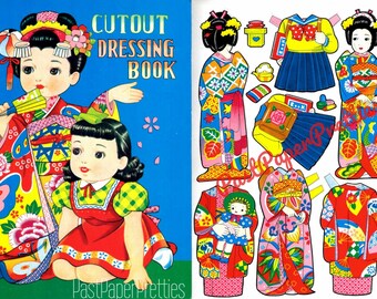 Vintage Printable Japanese Paper Dolls Cute Children Families Etsy