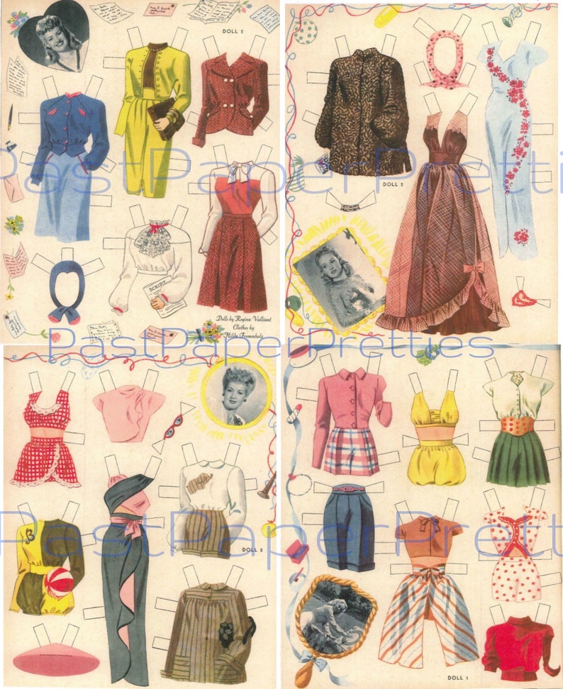 Vintage Movie Star Paper Dolls Betty Grable C. 1946 Printable Etsy