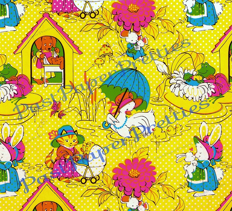 Vintage Printable Gift Wrap Springtime Cute Animals Moms /& Babies Collage Sheet Instant Digital Download Mothers Day Wrapping Paper JPEG