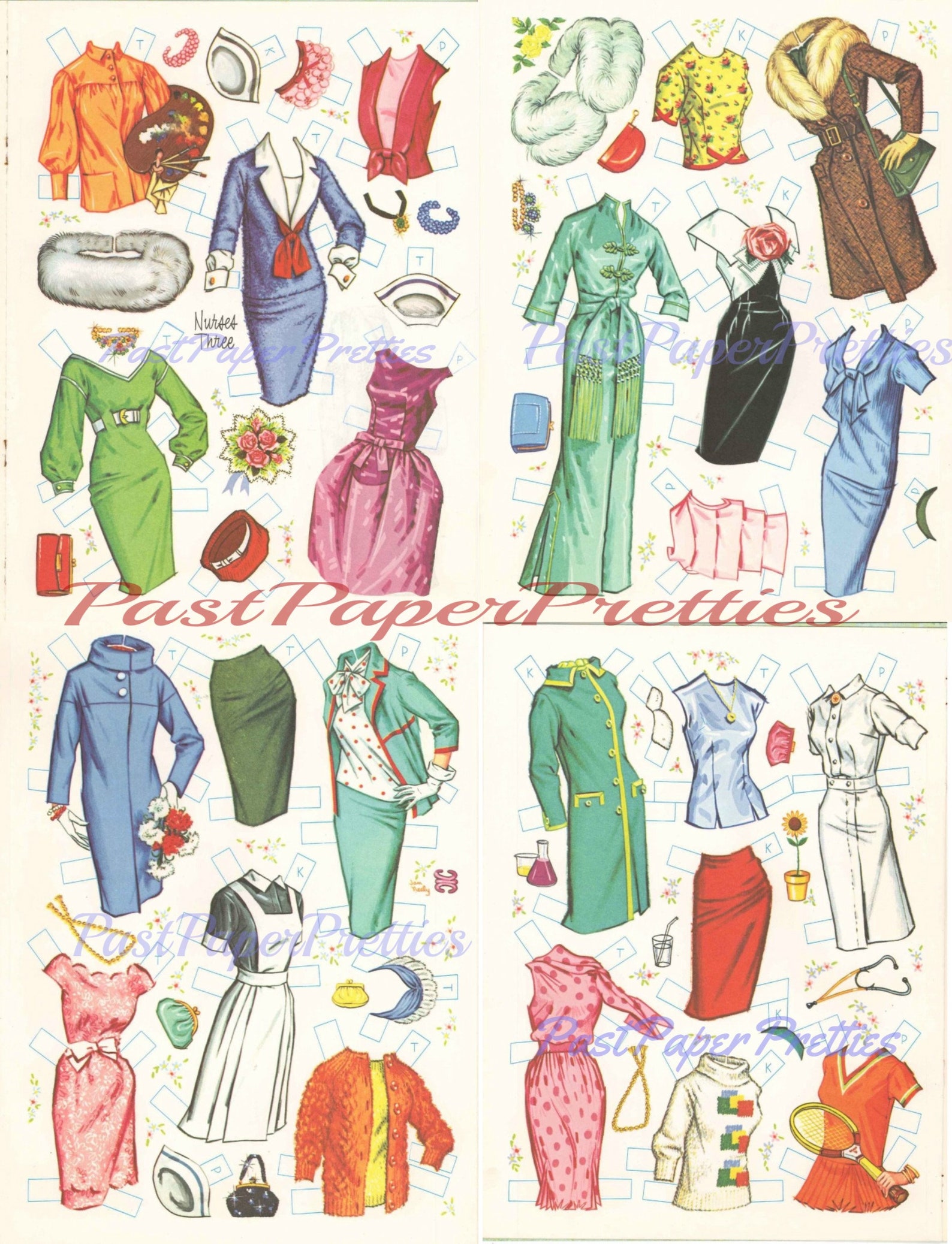 Vintage Paper Dolls Nurses Three Cutouts C. 1963 Printable Etsy