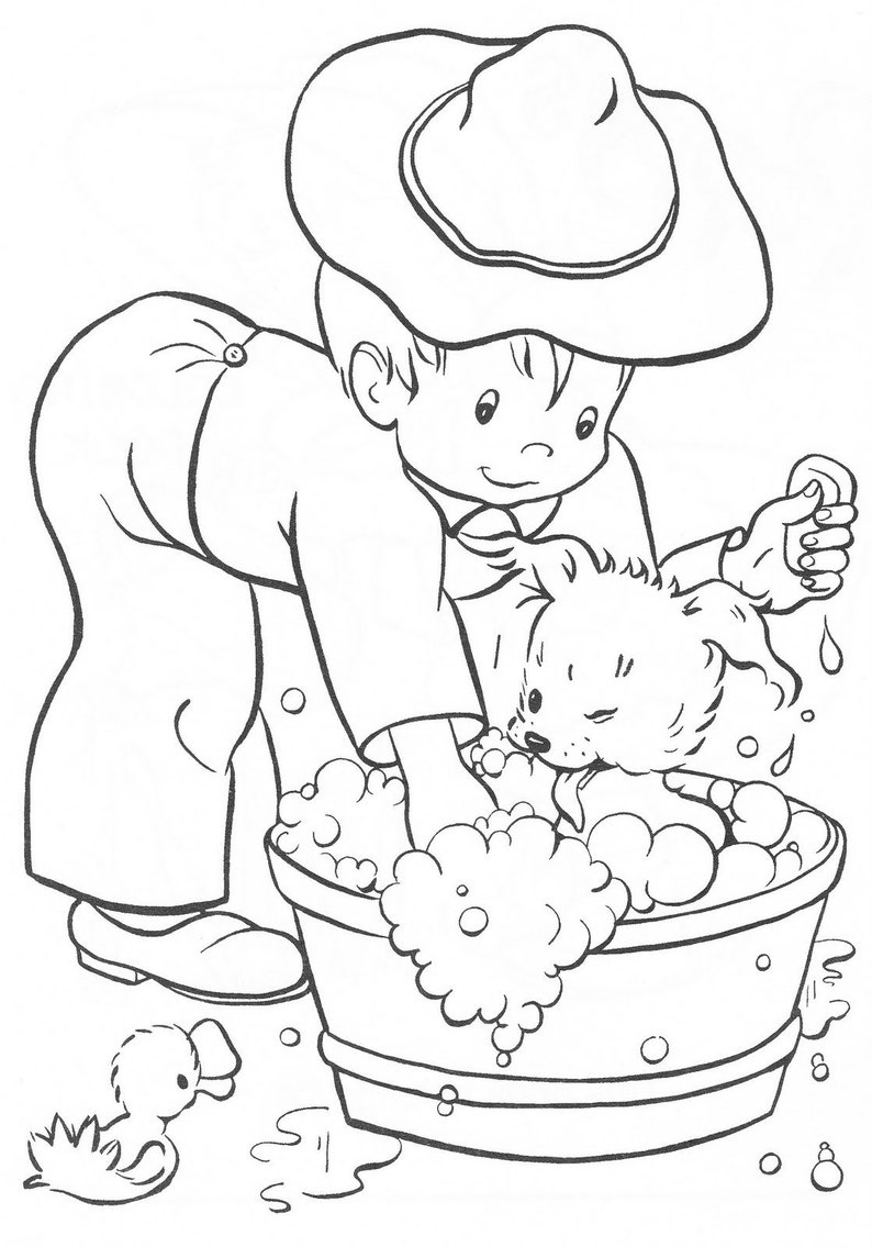 Download Clip Art Vintage Printable Coloring Pages Poppy S Coloring Book 1952 Pdf Instant Digital Download Cute Kitsch Boys Girls Playing Children 22 Pages A3 Art Collectibles
