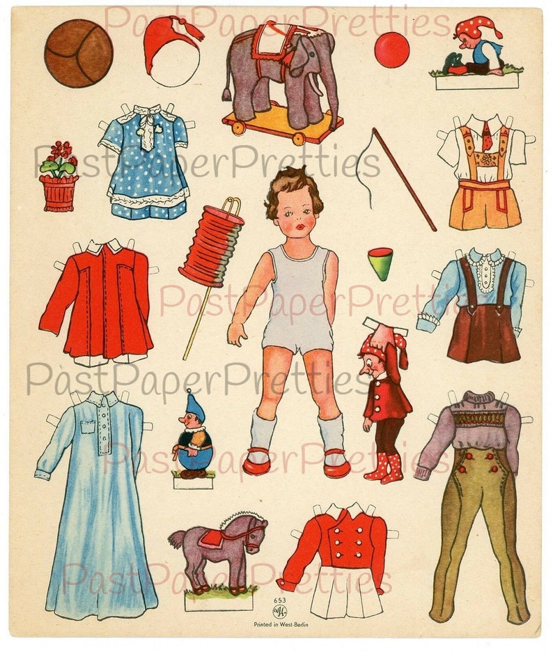 Vintage German Paper Dolls Adorable Little Girls and Boy C. | Etsy
