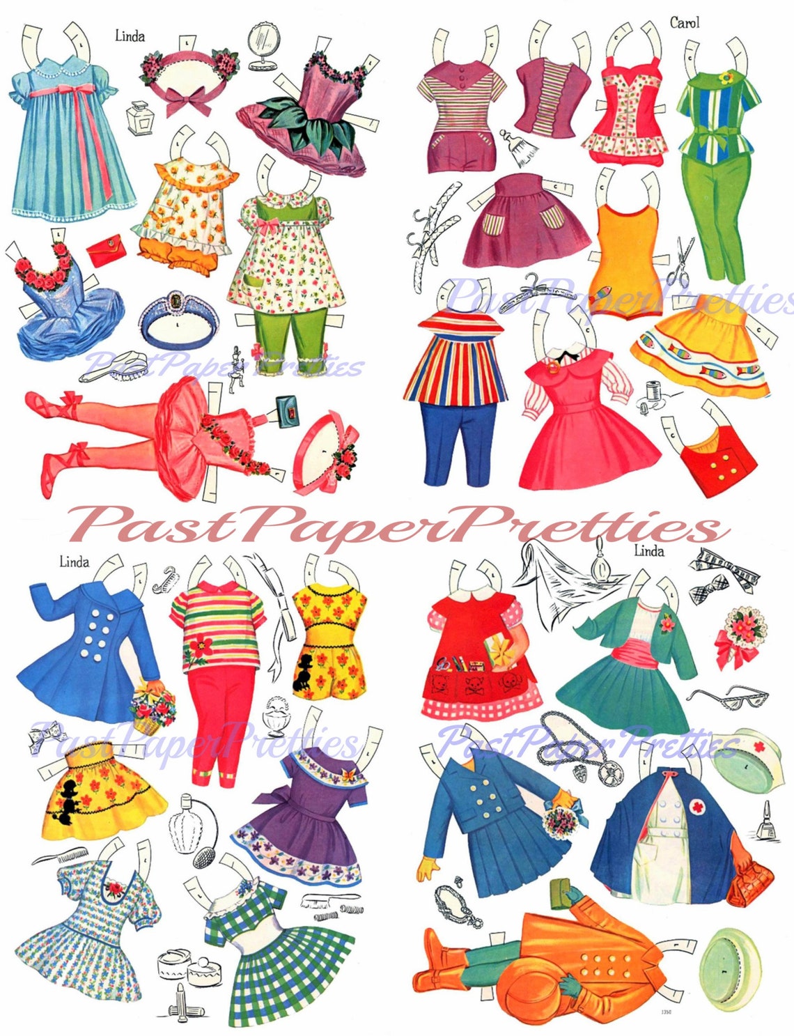 Vintage Paper Dolls Little Models With Mix or Match Costumes Etsy