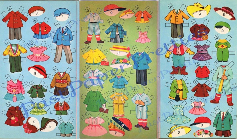 Vintage Paper Dolls A Dozen Cousins 12 Cute Stand Up Dolls Circa 1960 Printable Instant Digital Download Jpeg Pdf - 