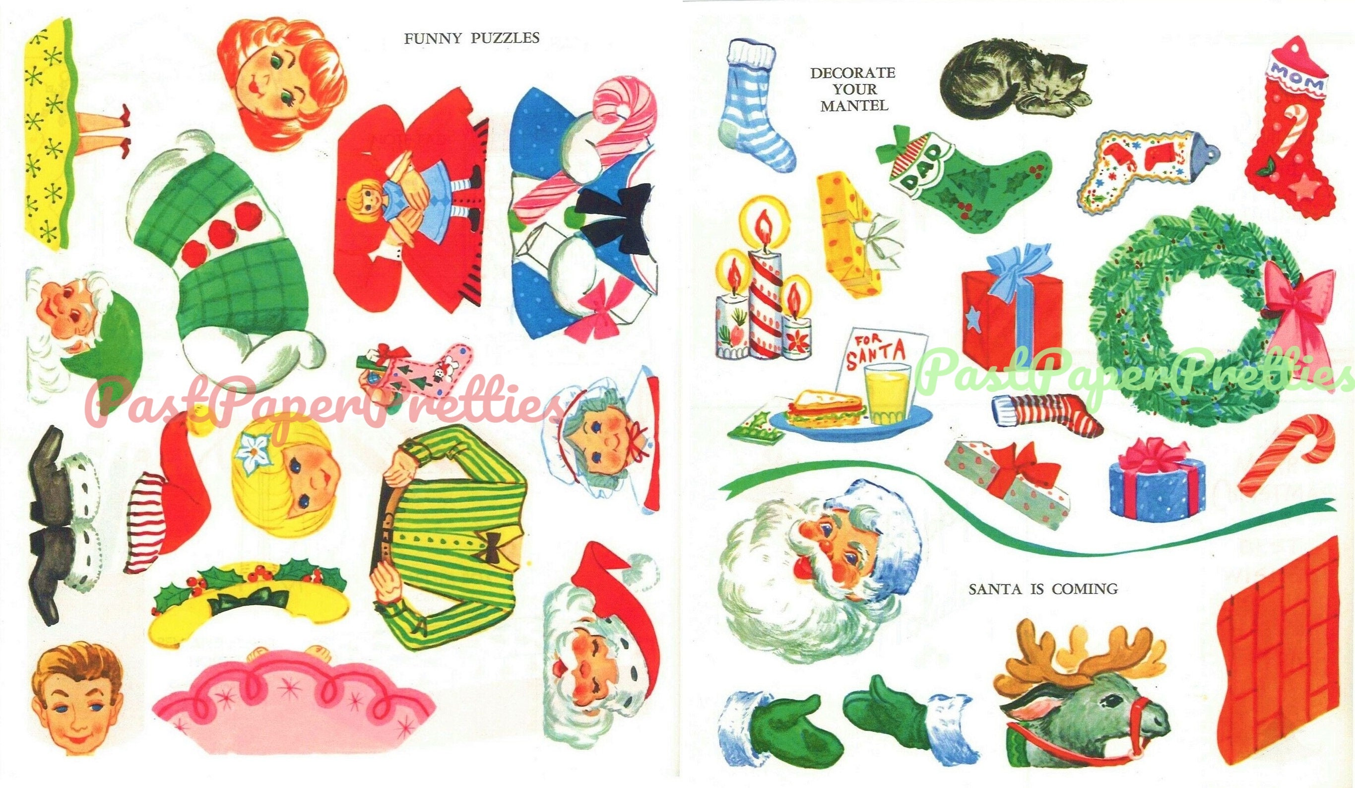 Vintage Christmas Printable Santas Holiday Activity Sticker | Etsy