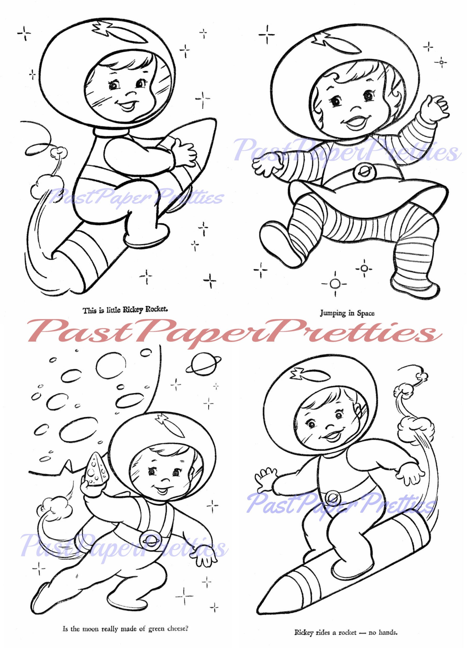 Vintage Printable Coloring Book Hi-Flyer c. 1966 PDF Instant | Etsy