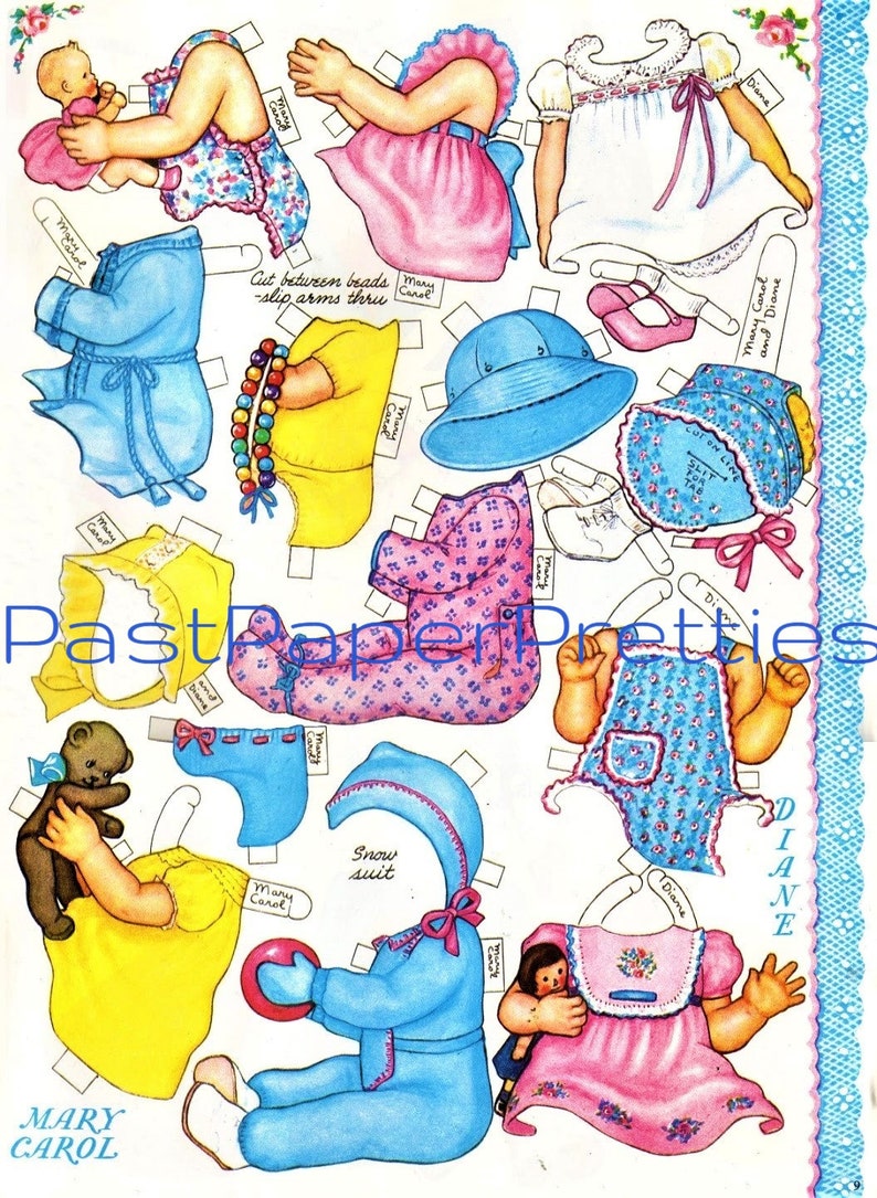 Vintage Paper Dolls Baby Shower C. 1942 Cute Adorable Babies Etsy