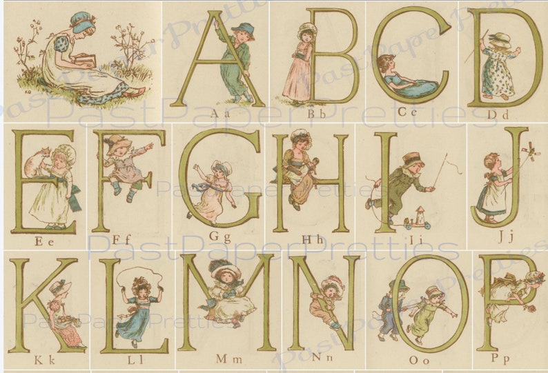 vintage antique printable victorian children abcs alphabet etsy