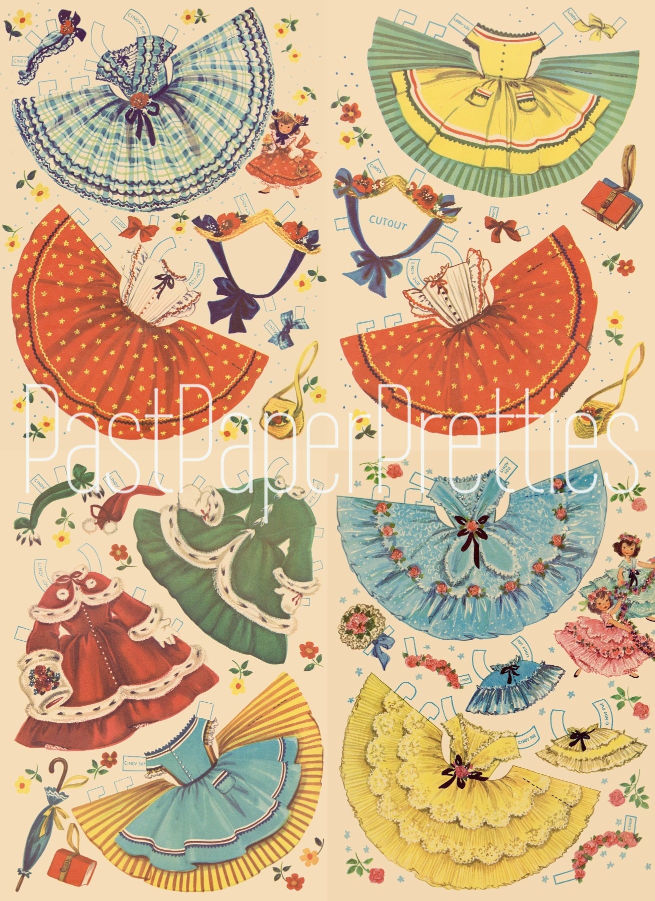 Vintage Paper Dolls Lindylou 'n Cindysue C. 1954 PDF Etsy