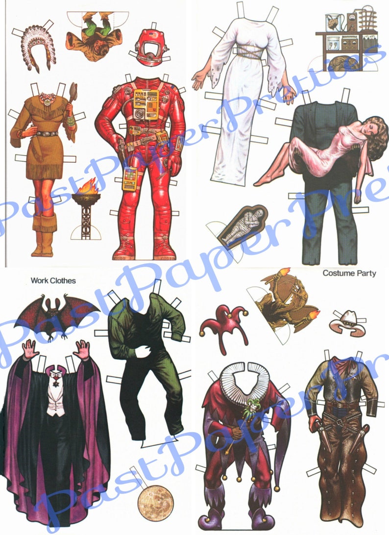 Vintage Monster Paper Dolls Set Printable Instant Digital | Etsy