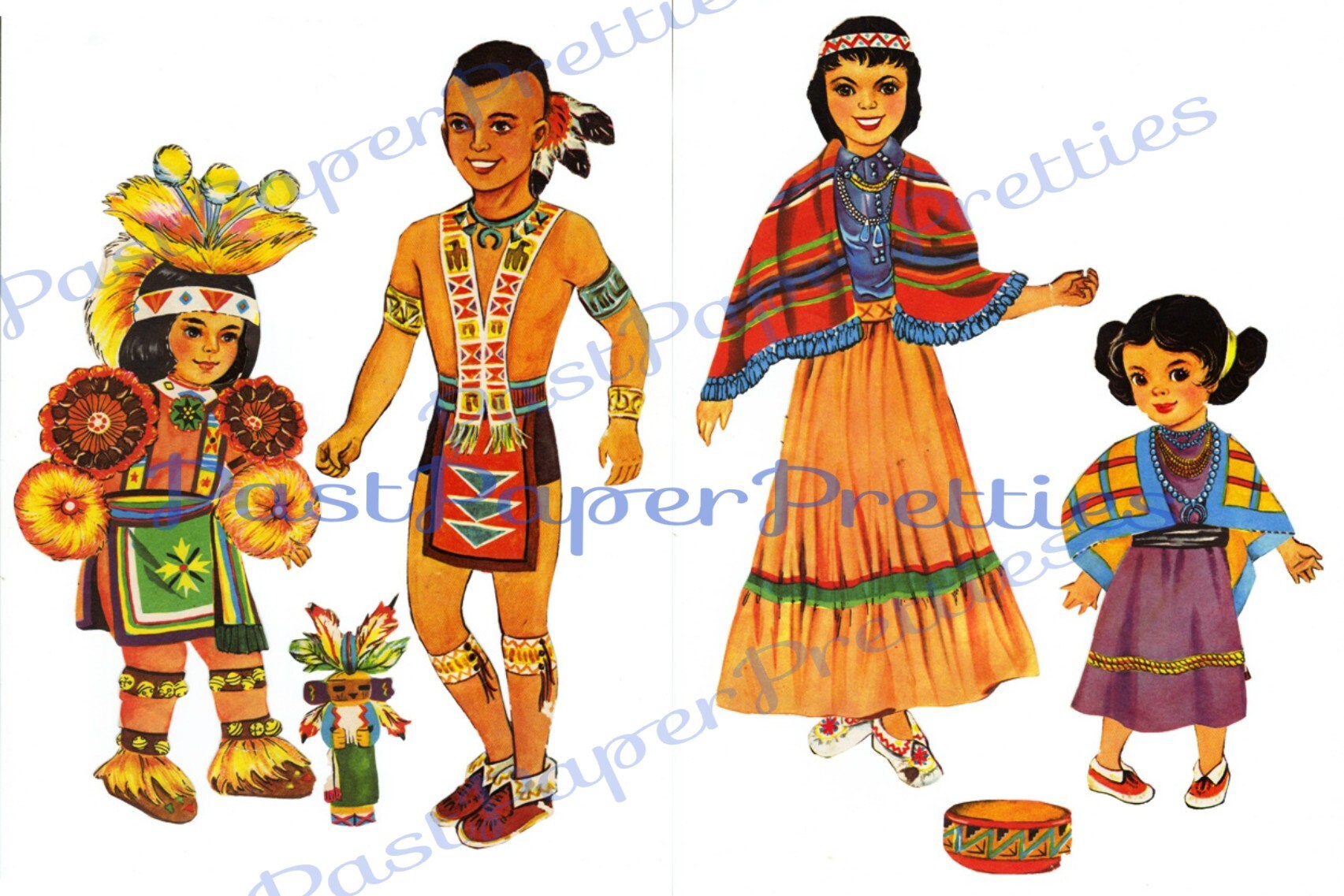 Vintage Paper Dolls Native American Indians c. 1959 Printable | Etsy