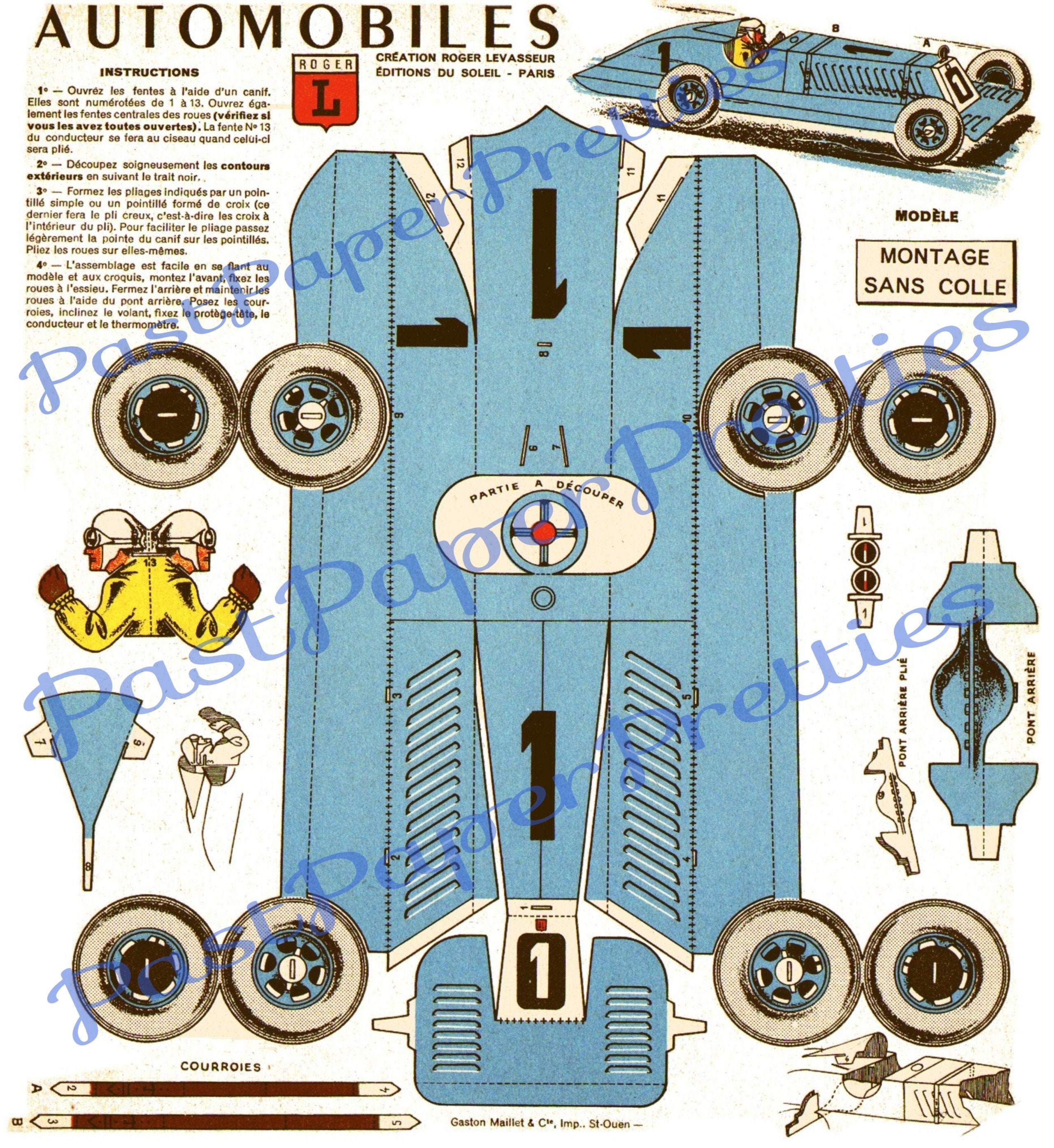 Vintage Paper Racing Cars Printable Papercraft Toy Models | Etsy