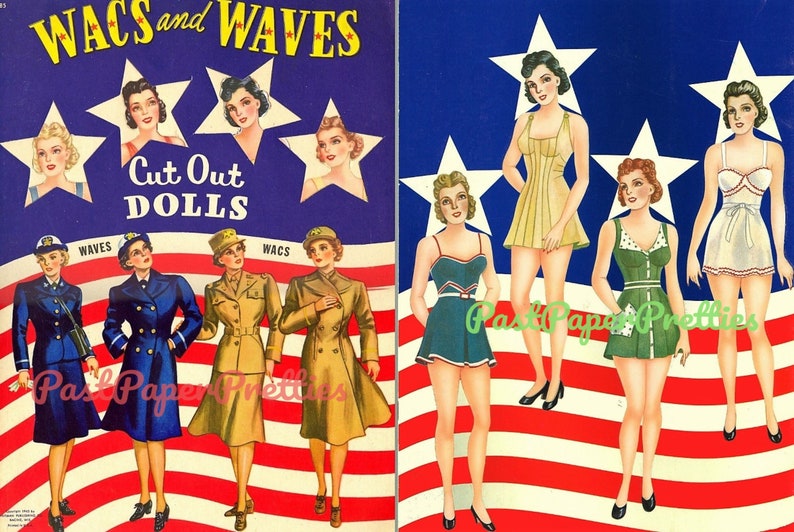 Vintage Paper Dolls Wacs and Waves Girls in the War WWII C. Etsy