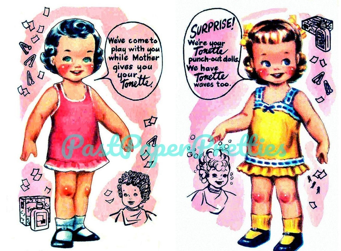 Vintage Paper Dolls Tiny Perm Punchout Dolls C. 1952 Etsy