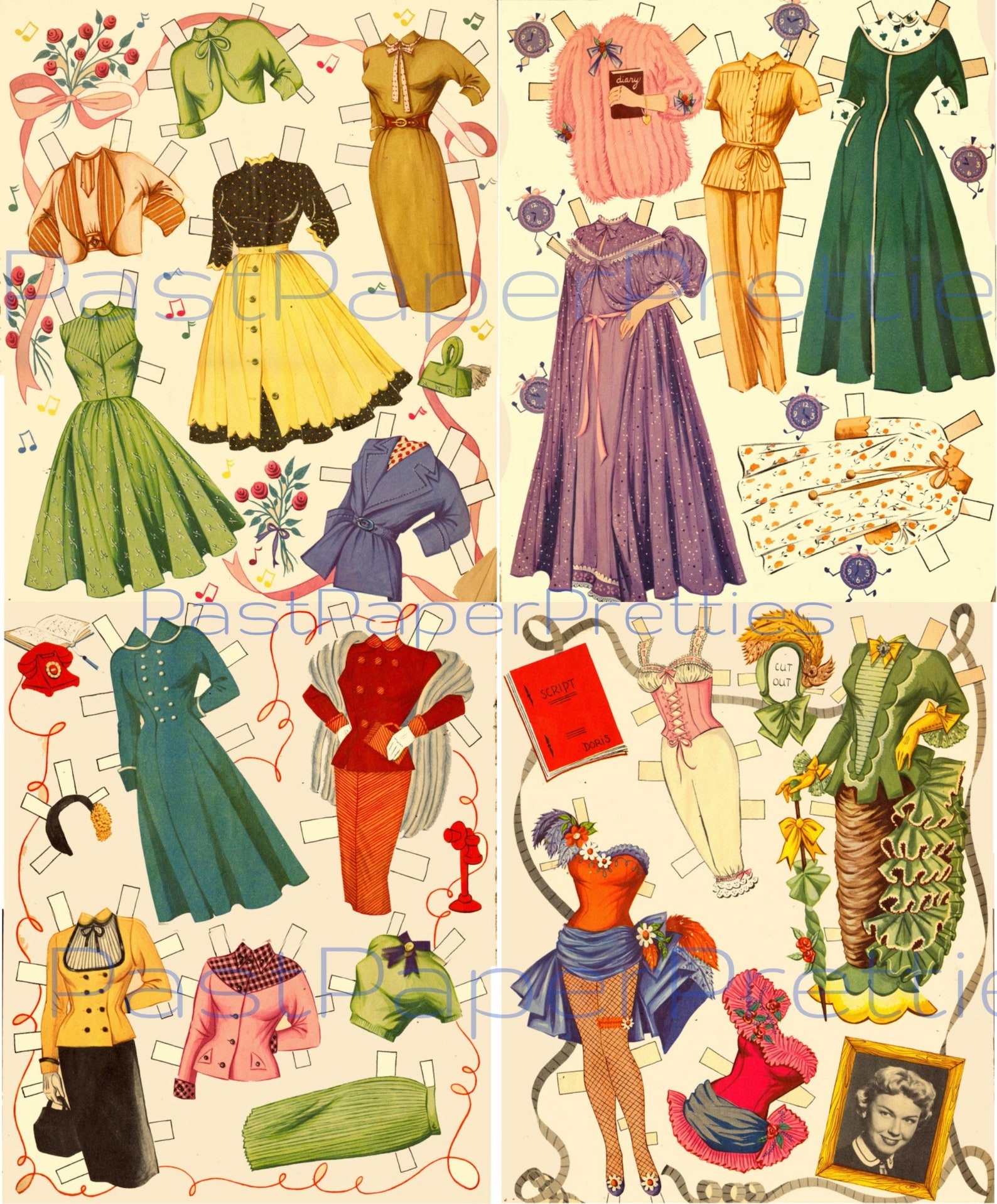 Vintage Movie Star Paper Dolls Doris Day Cutout Doll C. 1954 Etsy
