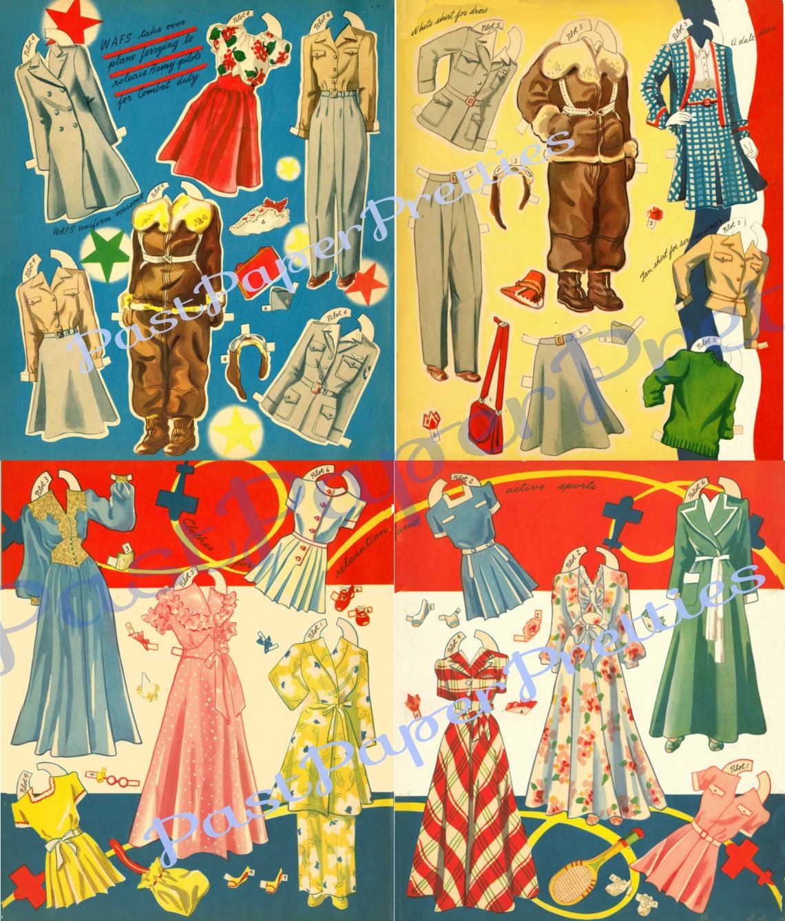 Vintage Paper Dolls Girl Pilots of the Ferry Command C. 1943 Etsy