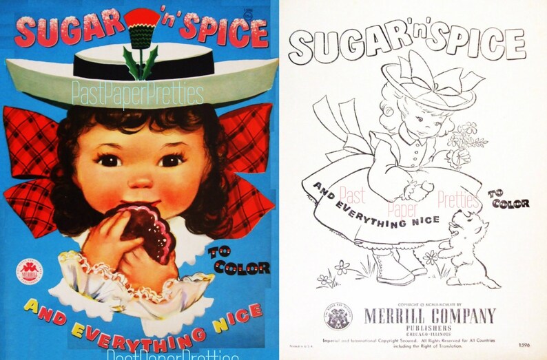 Download Vintage Printable Coloring Book Pages Sugar N Spice To Color 1958 Pdf Instant Digital Download Cute Kitsch Childrens Nursery Rhymes A3 Clip Art Art Collectibles Jewellerymilad Com