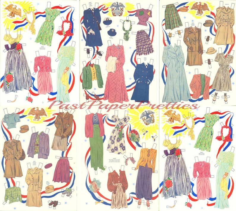 Vintage Paper Dolls Wacs and Waves Girls in the War WWII C. Etsy