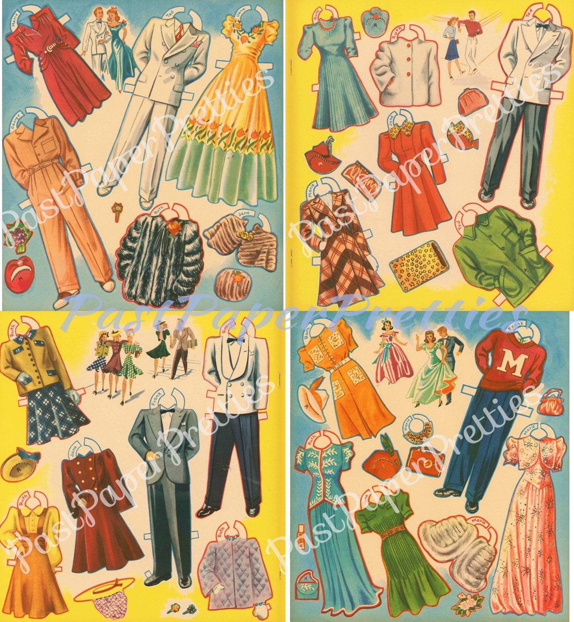 Vintage 6 GrownUp Paper Dolls c. 1951 Printable PDF Instant Etsy