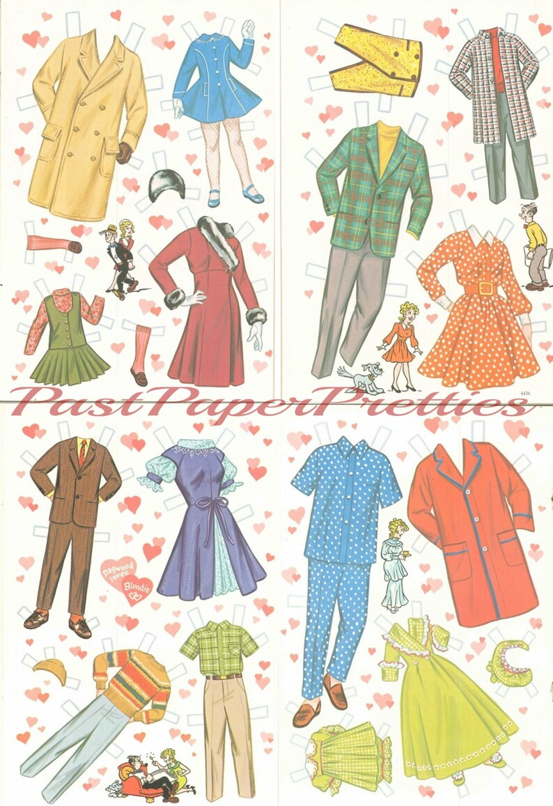 Vintage Paper Dolls Blondie TV Show c. 1968 Printable PDF Etsy