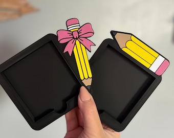 Plaknotitiehouder leraar | Bureau-organizer | Potloodstrikontwerp | Cadeau leraar waardering | 3D-geprint kantoordecor