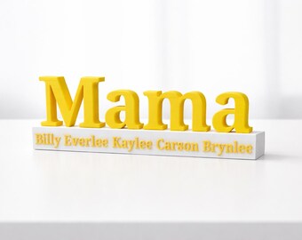 Mama Personalized 3D Printed Name Plaque – Custom with Children’s Names