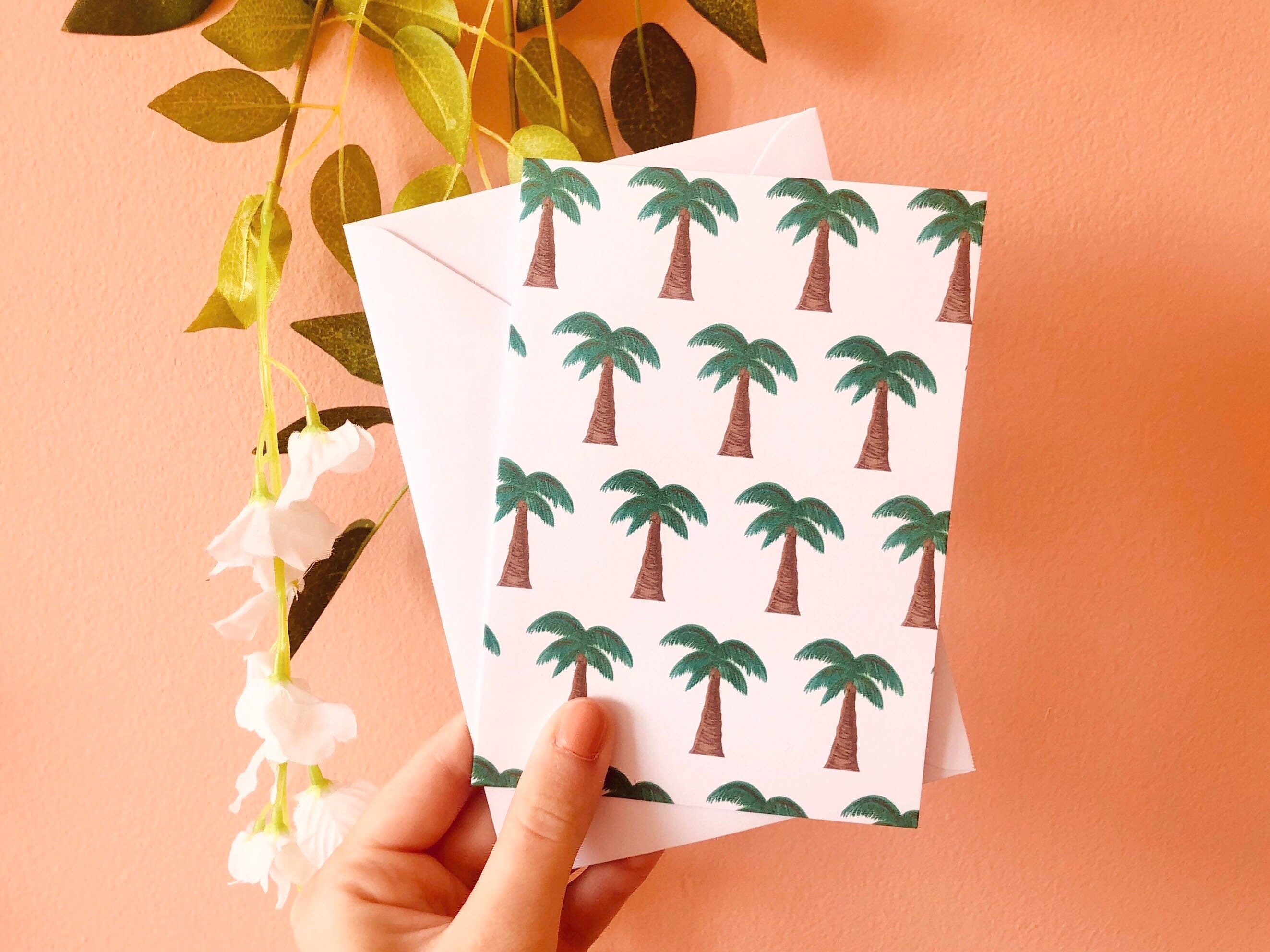 Handmade A6 palm tree blank card palm tree card greeting Etsy