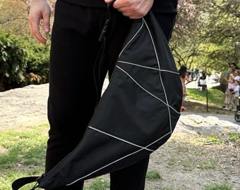 Crossbody-schoudertas voor heren – zwarte reflecterende draagriem, oxford-stof – ideaal voor reizen, woon-werkverkeer en streetwear