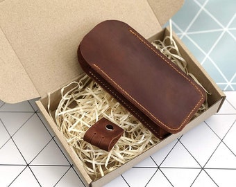 Soft Eyeglass Case Crazy Horse Leather - Genuine Leather - Gift for men - Gift for women - Anniversary
