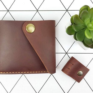 Billetera plegable de cuero hecha a mano con bolsillo para monedas - Billetera para hombres / mujeres - Mejor idea de regalo - Unique Vintage Brown Walle- Regalo para hombres