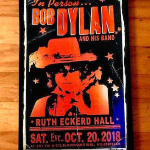 BOB DYLAN rare signed gig poster by artist Adam Turkel - Florida 2018 Classic Rock Pop Art
