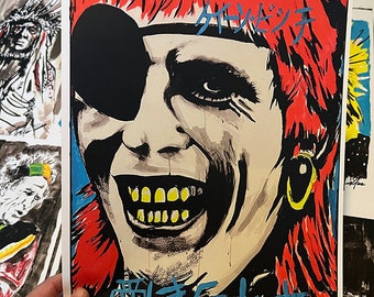 DAVID BOWIE rare signed Art Print Rebel Rebel Japan Adam Turkel Punk Rock Glam Poster Pop Art 1973 Ziggy Stardust Spiders From Mars