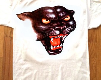 Panther T-SHIRT jaren &#39;70 Jaren &#39;80 Piper&#39;s Pit Rowdy Roddy Piper wwf wwe pro worstelen nwa awa retro vintage transfer decal tee! Galm Rock Punk