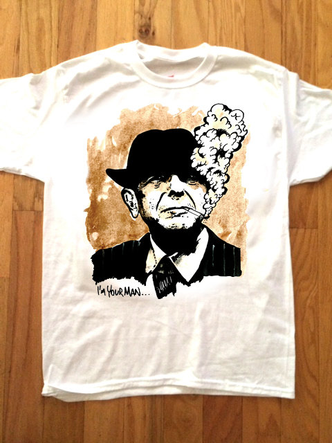 Leonard Cohen - Custom Printed T-SHIRT by Pop Artist Adam T