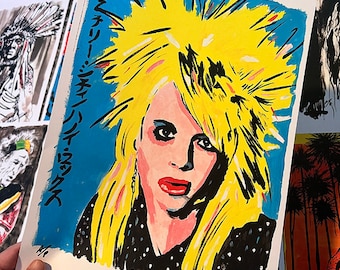 HANOI ROCKS rare signed Art Print Michael Monroe Japan Adam Turkel Punk Rock Glam Poster Pop Art Mystery City Finland andy McCoy