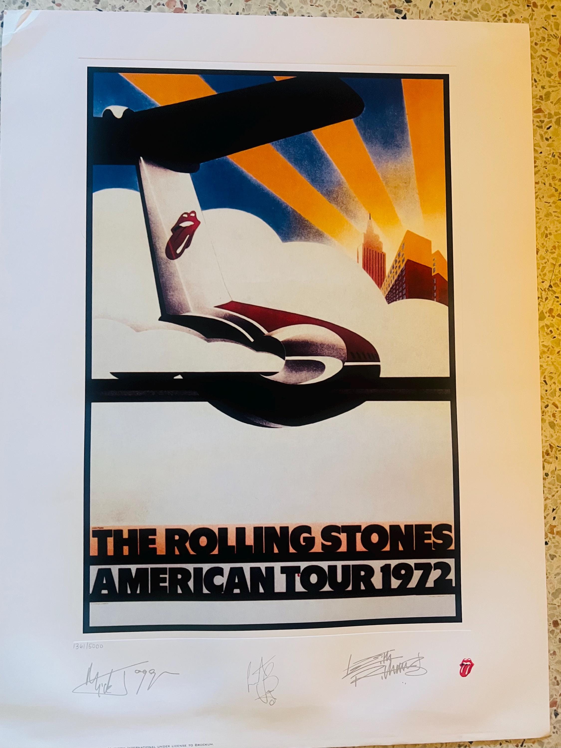 Rolling Stones Rare Signed Numbered 1972 USA Tour Poster Art Litho