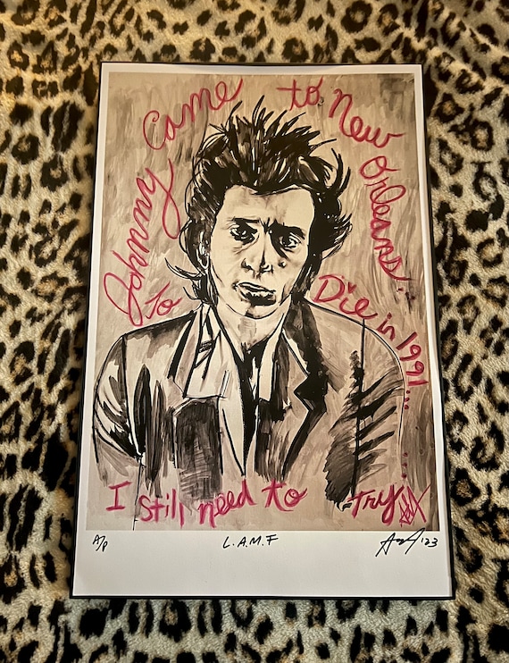 Johnny Thunders 1986 貴重特大ポスター 額装品‼️ Johnny Thunders Limited Edition Art Print by Pop Artist Adam