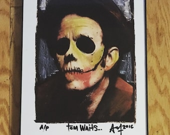 TOM WAITS rare signed numbered Skull Art print by Adam Turkel Rock 70s Pop Art Poster